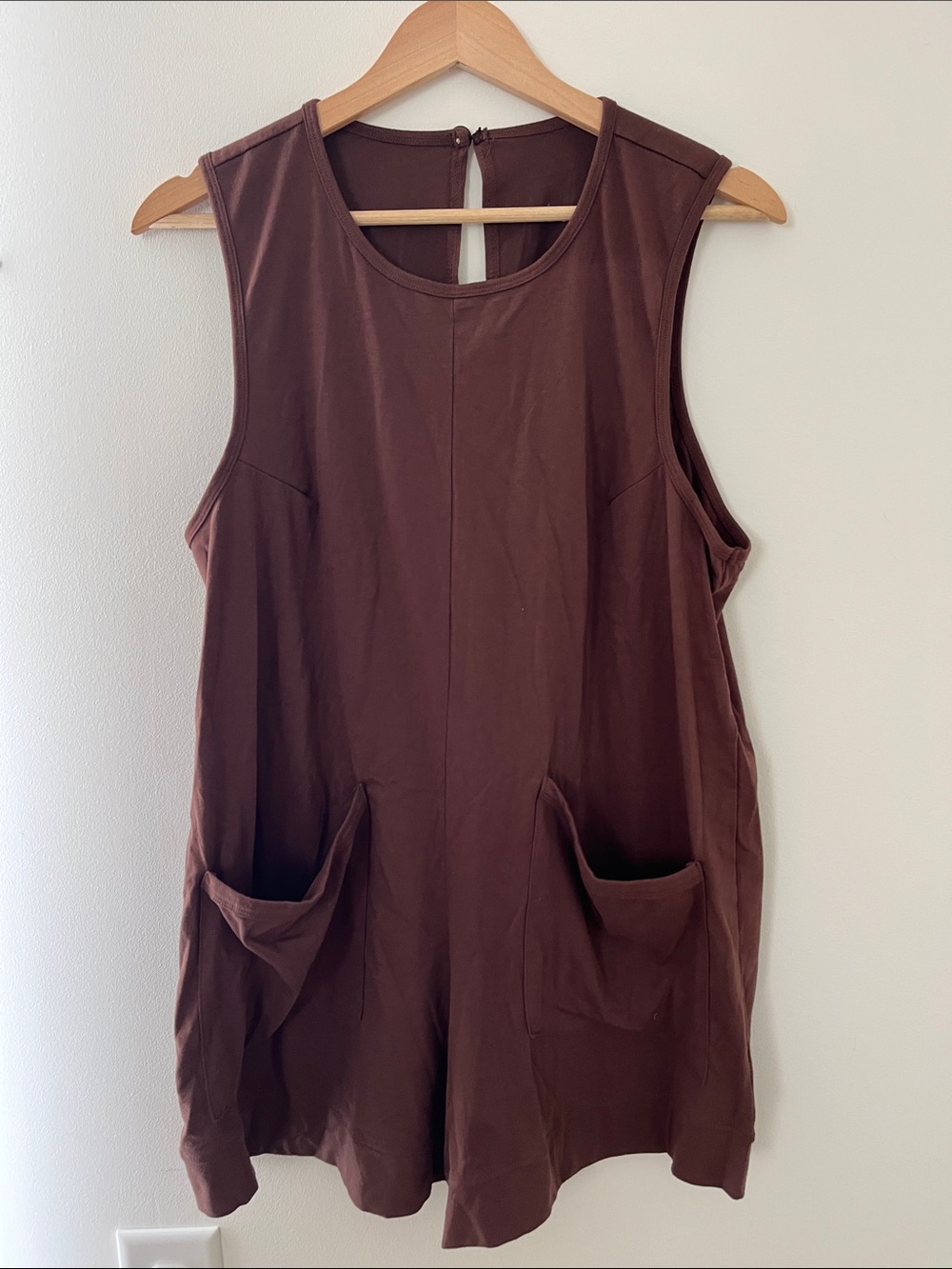 Sleeveless Brown Pocket Romper Jumpsuit